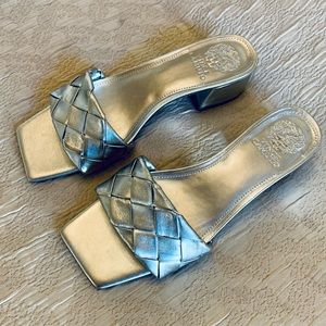 Vince Camuto Silver WOVEN-STRAP Sandals